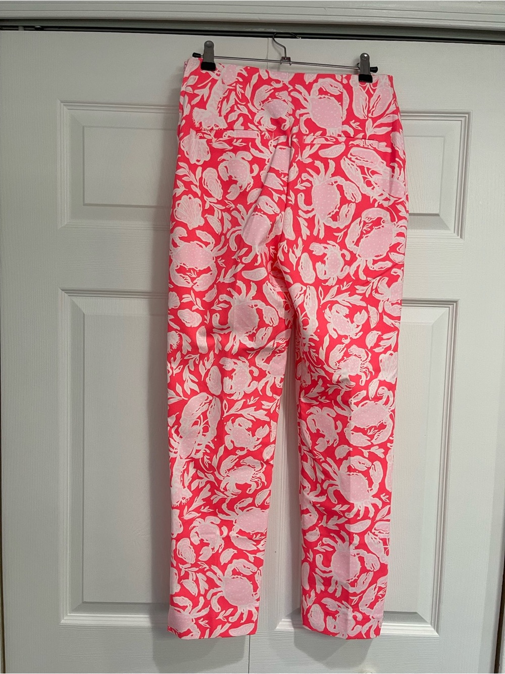 NWT Lilly Pulitzer Nancee Crop Pant Sunbaked Coral & Lt Pink Crab Collab SZ 0